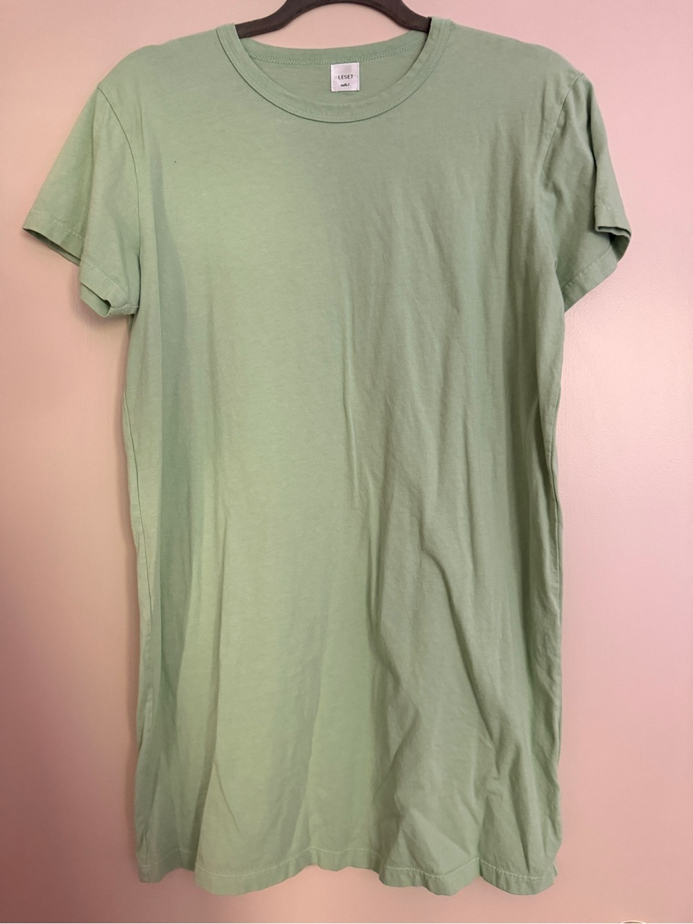 LESET Mint Green Crewneck T-Shirt Dress mini
